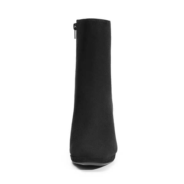 Square Toe Rhinestone Heel Ankle Boots - BLACK - 3