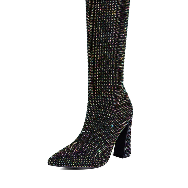 Knee high rhinestone boots online