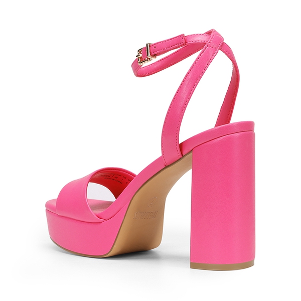 Ankle-Strap Platform Chunky High Heel Sandals - HOT PINK-PU - 4