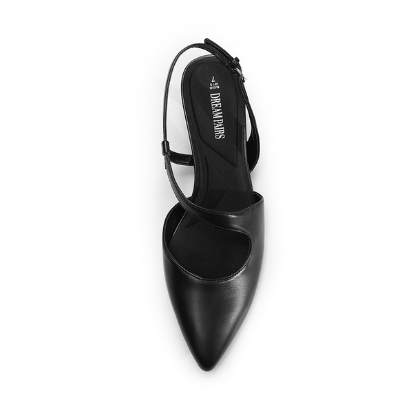 Kitten Heel Slingback Pumps - BLACK-PU - 4