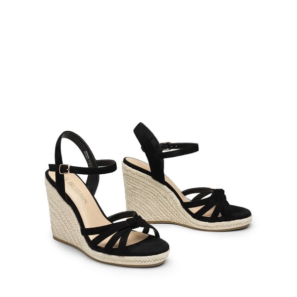 Espadrille Strappy Wedge Sandals - BLACK-SUEDE - 5