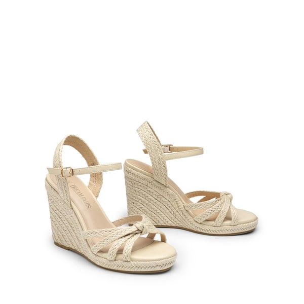 Espadrille Strappy Wedge Sandals - BEIGE-RAFFIA - 5
