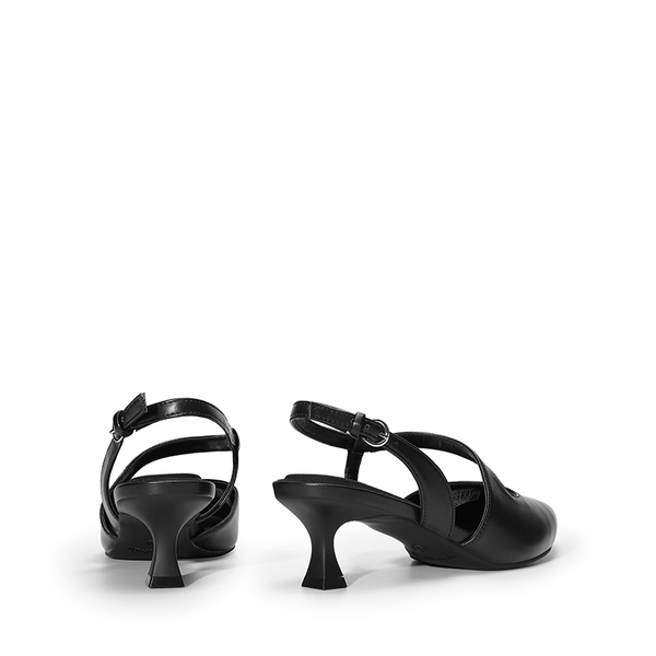 Kitten Heel Slingback Pumps - BLACK-PU - 5