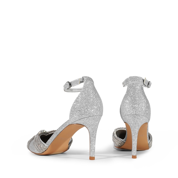 Crisscross Rhinestone Straps Pumps - SILVER-GLITTER - 5