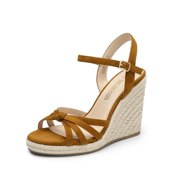 Espadrille Strappy Wedge Sandals - BROWN-SUEDE -  0