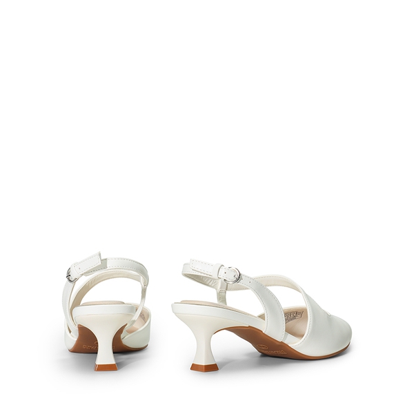 Kitten Heel Slingback Pumps - WHITE-PU - 5