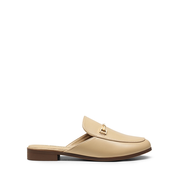 Buckle Design Slip on Mules - NUDE-PU - 2