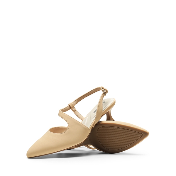 Kitten Heel Slingback Pumps - NUDE-NUBUCK - 6