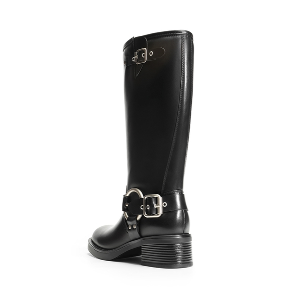 Knee-high Motorcycle Boots - BLACK - 2