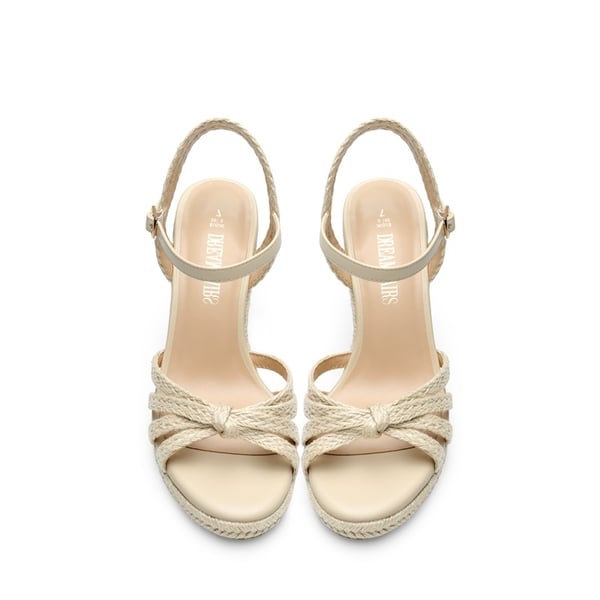 Espadrille Strappy Wedge Sandals - BEIGE-RAFFIA - 4