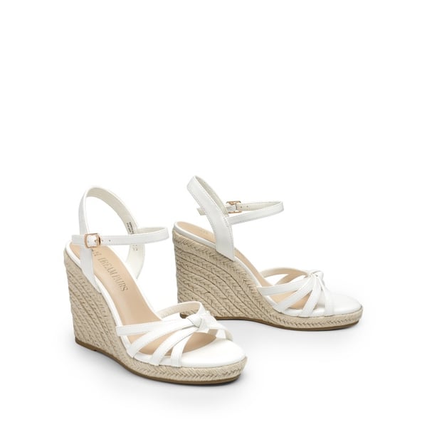 Espadrille Strappy Wedge Sandals - WHITE-PU - 5