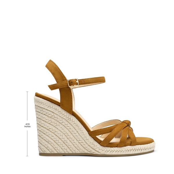 Espadrille Strappy Wedge Sandals - BROWN-SUEDE - 3