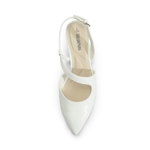 Kitten Heel Slingback Pumps - WHITE-PU - 4