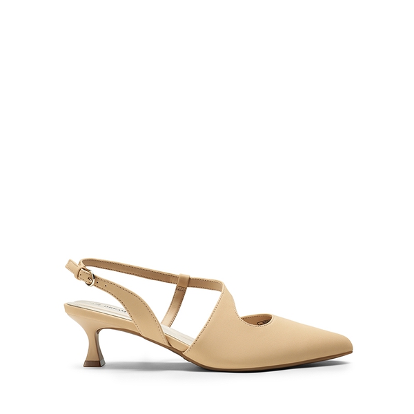 Kitten Heel Slingback Pumps - NUDE-NUBUCK - 3
