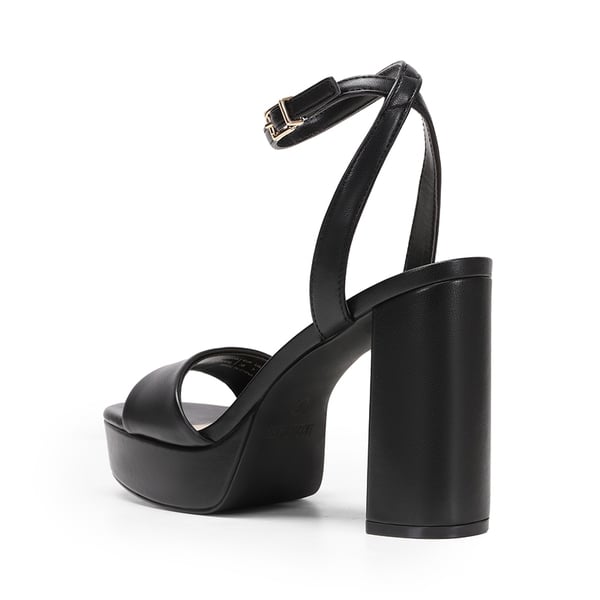 Ankle-Strap Platform Chunky High Heel Sandals - BLACK-PU - 4