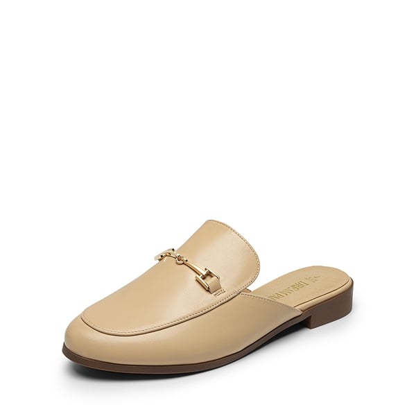 Buckle Design Slip on Mules - NUDE-PU -  0