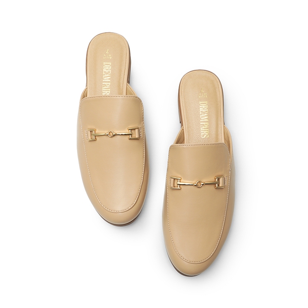 Buckle Design Slip on Mules - NUDE-PU - 4