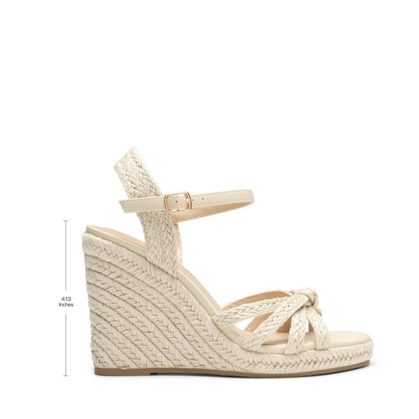 Espadrille Strappy Wedge Sandals - BEIGE-RAFFIA - 3