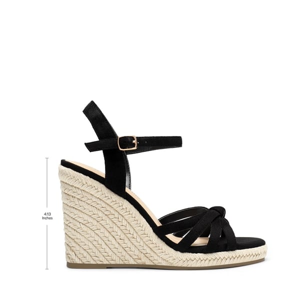 Espadrille Strappy Wedge Sandals - BLACK-SUEDE - 3