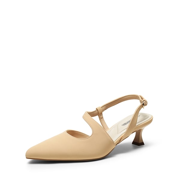 Kitten Heel Slingback Pumps - NUDE-NUBUCK -  0