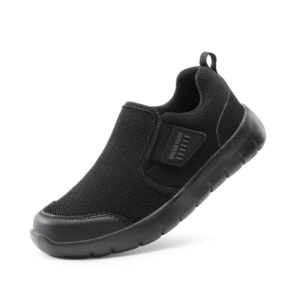 [EZ-Ons MightyMovers+] Kids Scuff-Resistant Toe Comfortable Running Shoes - ALL BLACK -  0