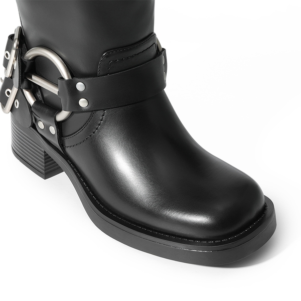 Buckle Straps Moto Boots - BLACK - 5