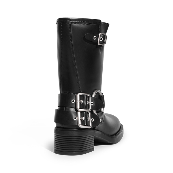 Buckle Straps Moto Boots - BLACK - 3