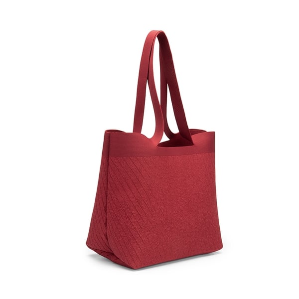 Sustainable Knitted Tote Bag - BURGUNDY - 1