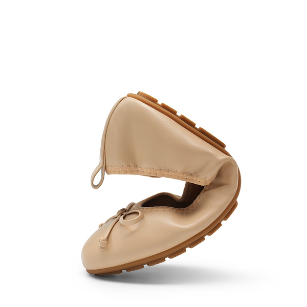 Foldable Bowknot Lightweight Ballet Flats - NUDE - 7
