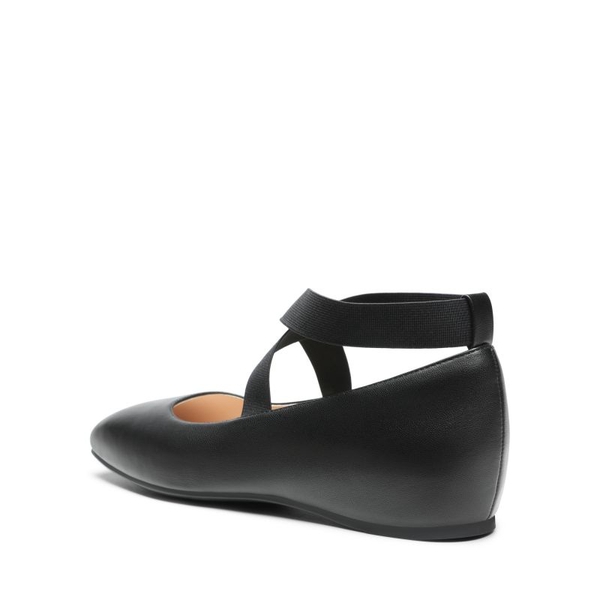 Criss Cross Elastic Ankle Strap Flats - BLACK-PU - 4
