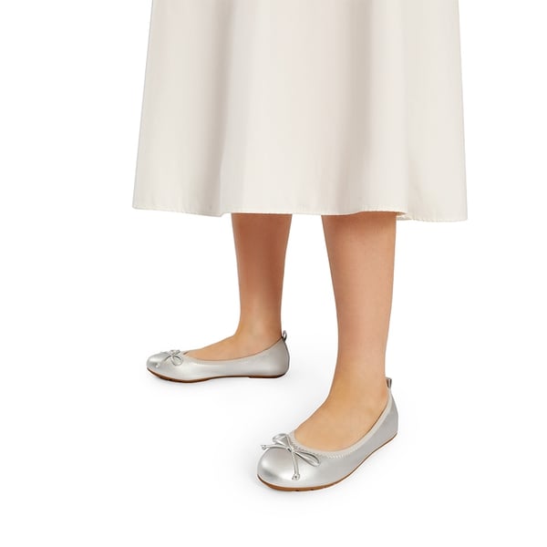 Foldable Bowknot Lightweight Ballet Flats - SILVER - 1