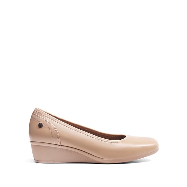 Square Toe Low Wedge Dress Pumps - NUDE-PU - 3