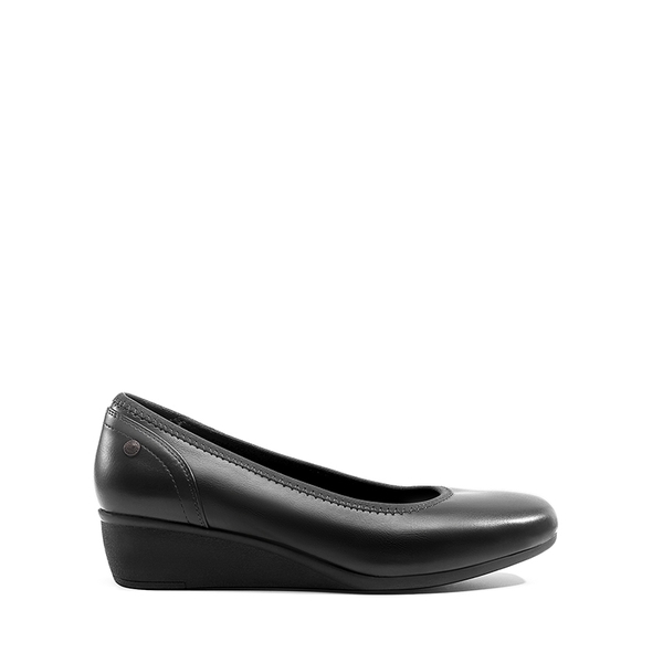 Square Toe Low Wedge Dress Pumps - BLACK-PU - 3
