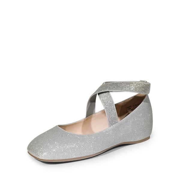 Silver beaded flats top