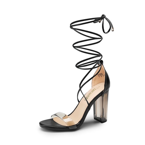 Black and clear strappy heels sales