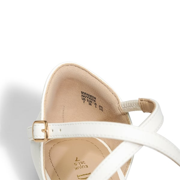 V-shaped Cutout Low Wedge Flats - WHITE-PU - 5