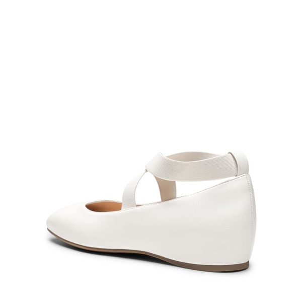 Criss Cross Elastic Ankle Strap Flats - WHITE-PU - 4
