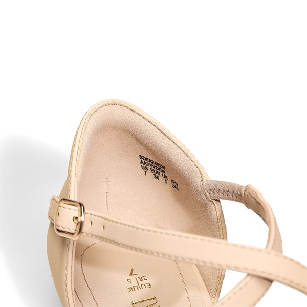 V-shaped Cutout Low Wedge Flats - NUDE-NUBUCK - 5