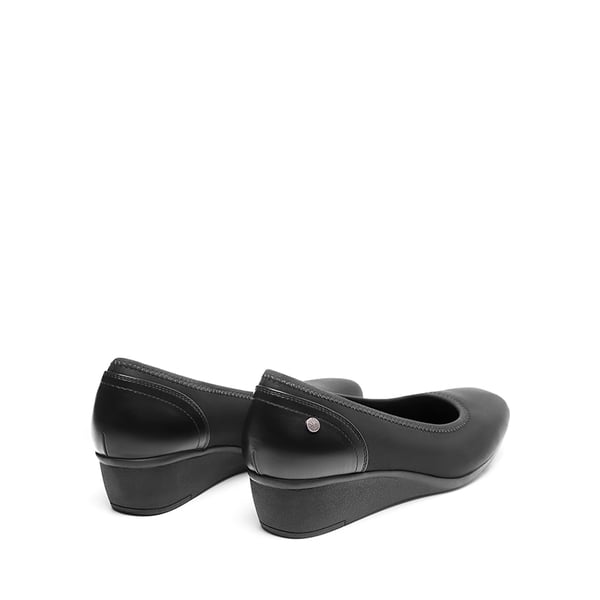 Square Toe Low Wedge Dress Pumps - BLACK-LYCRA - 5