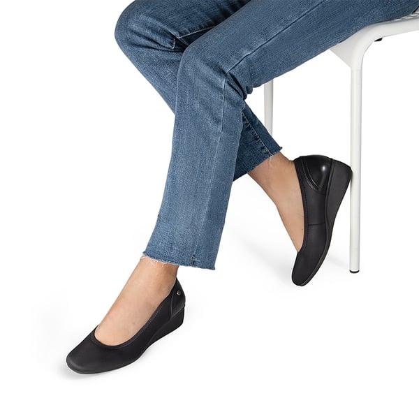Square Toe Low Wedge Dress Pumps - BLACK-LYCRA - 2