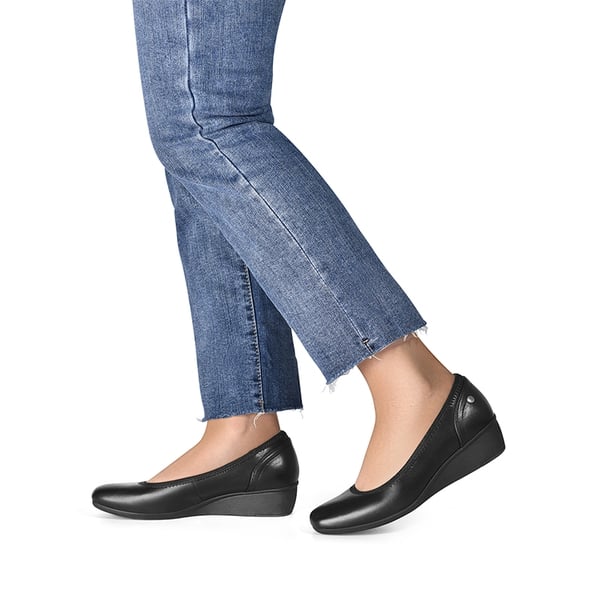 Square Toe Low Wedge Dress Pumps - BLACK-PU - 1