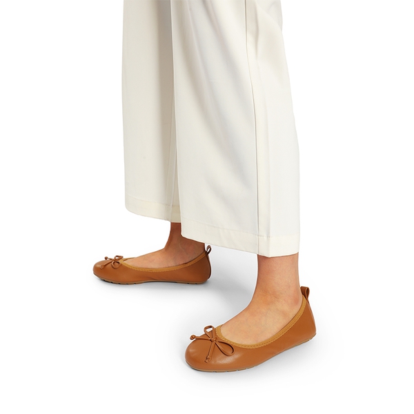 Foldable Bowknot Lightweight Ballet Flats - BROWN - 1