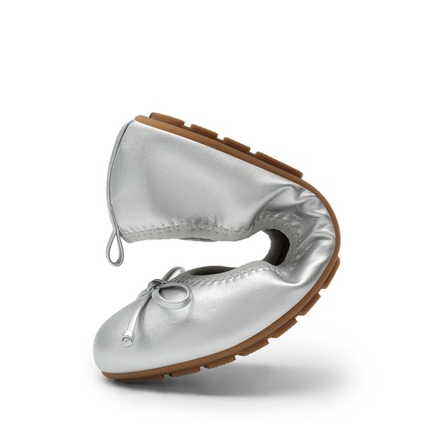 Foldable Bowknot Lightweight Ballet Flats - SILVER - 7