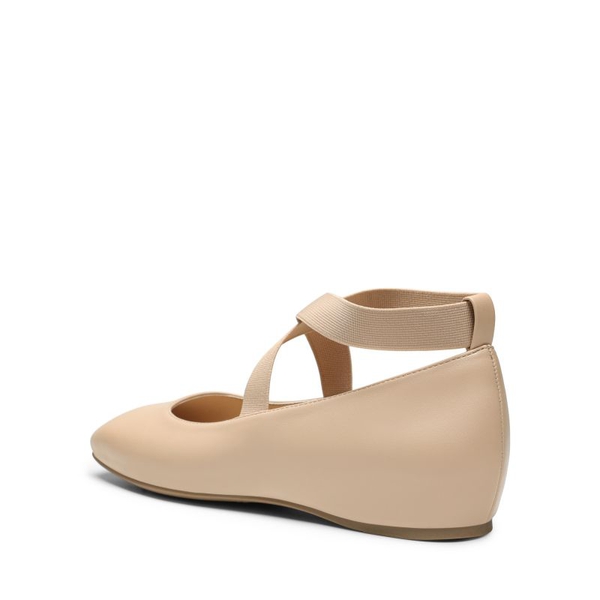 Criss Cross Elastic Ankle Strap Flats - NUDE-PU - 4