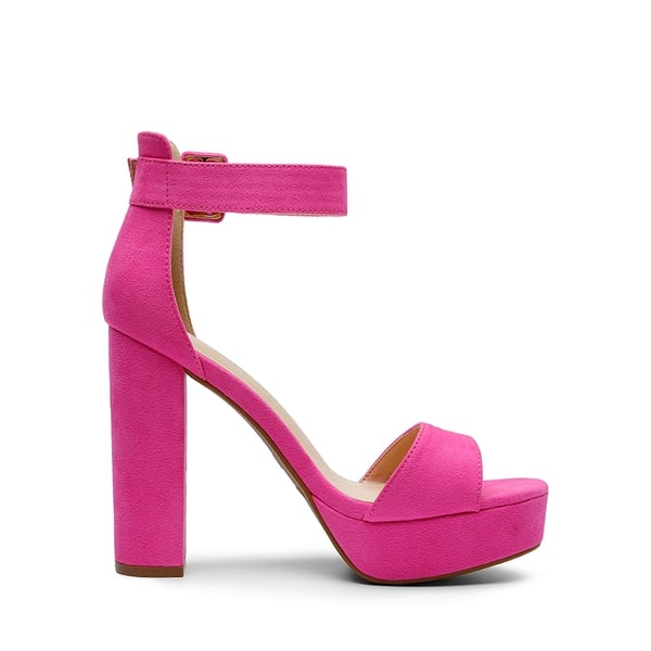 Chunky High Heel Platform Sandals - HOT PINK-SUEDE - 4
