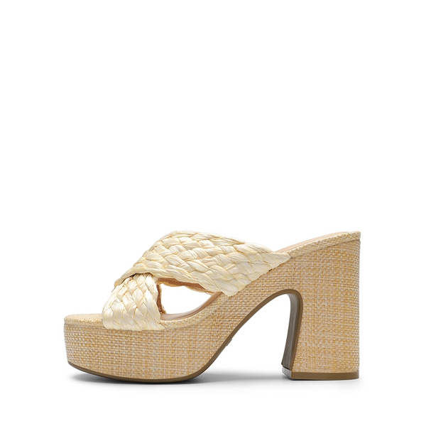 Criss Cross Wedge Platform Sandals  - NUDE-WOVEN - 2