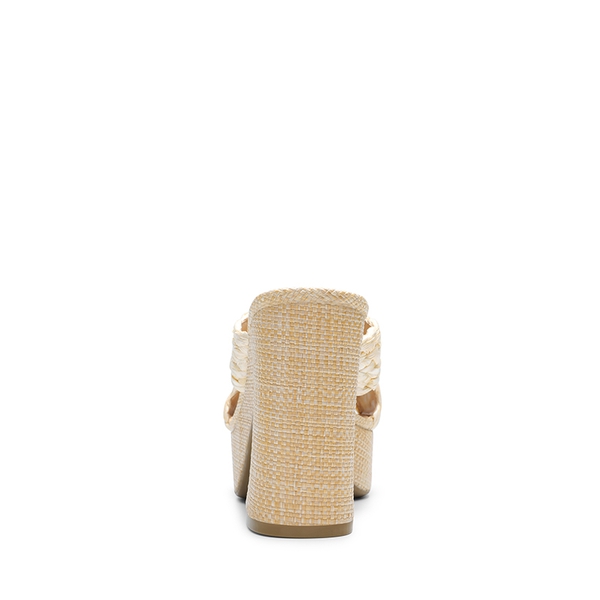 Criss Cross Wedge Platform Sandals  - NUDE-WOVEN - 3