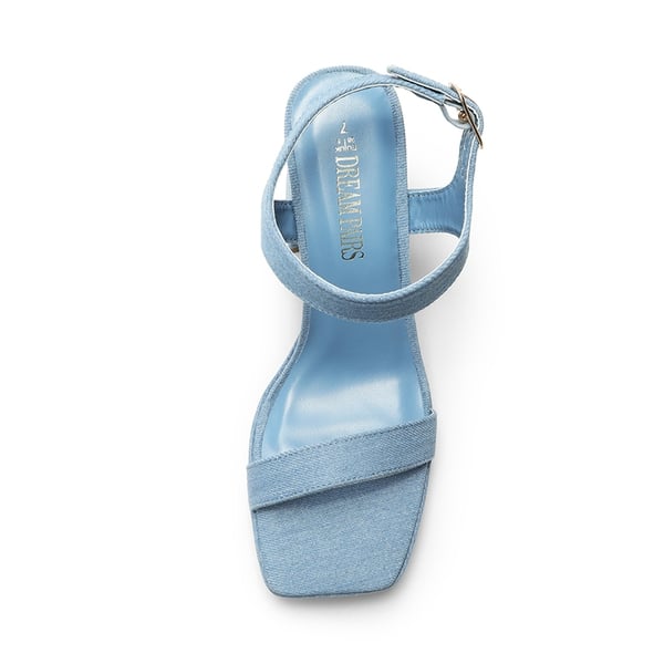 Platform Strap Chunky High Heel Sandals - DENIM BLUE - 4