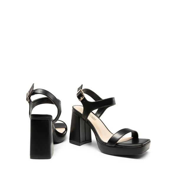 Platform Strap Chunky High Heel Sandals - BLACK-PU - 5