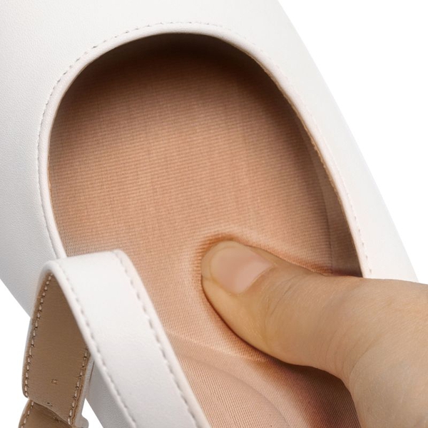 Low Kitten Heel Mary Jane Pumps - WHITE - 5